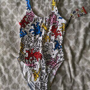 NWT Keith Haring Bodysuit Forever 21 Medium Nylon Spandex